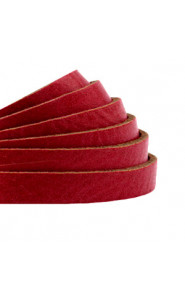 DQ leather flat 5mm Cranberry red